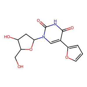5-furan-2-yl-1-(-D-2-deoxyribofuranos-1-yl)uracil structure