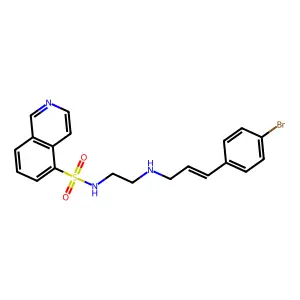 N-[2-(4-bromocinnamylamino)ethyl]isoquinoline-5-sulfonamide structure