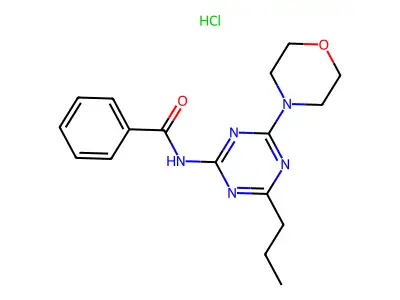 Benzamide, N-(4-(4-morpholinyl)-6-propyl-1,3,5-triazin-2-yl)-, monohydrochloride structure
