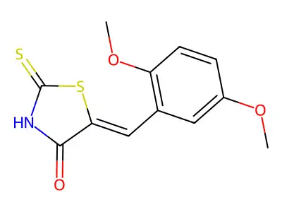 (5E)-5-(2,5-dimethoxybenzylidene)-2-mercapto-1,3-thiazol-4(5H)-one structure
