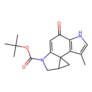 (7Br)-4,5,8,8a-tetrahydro-7-methyl-4-oxo-cyclopropa(c)pyrrolo(3,2-e)indole-2(1H)-carboxylic acid 1,1-dimethylethyl ester structure