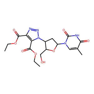 Thymidine, 3'-(4,5-bis(ethoxycarbonyl)-1H-1,2,3-triazol-1-yl)-3'-deoxy- structure