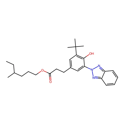 4-Methylhexyl 3-[3-(benzotriazol-2-yl)-5-tert-butyl-4-hydroxyphenyl]propanoate structure