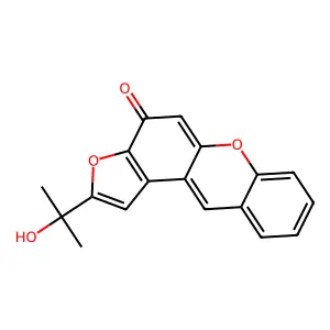 4H-Furo(3,2-a)xanthen-4-one, 2-(1-hydroxy-1-methylethyl)- structure