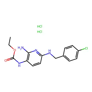 Carbamic acid, (2-amino-6-(((4-chlorophenyl)methyl)amino)-3-pyridinyl)-, ethyl ester, dihydrochloride structure