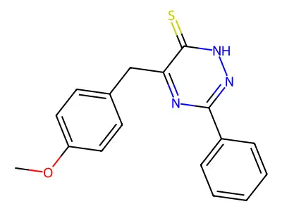 1,2,4-Triazine-6(1H)-thione, 5-[(4-methoxyphenyl)methyl]-3-phenyl- structure