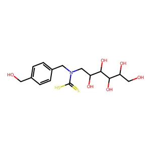 N-4-hydroxymethylbenzylglucamine dithiocarbamate structure