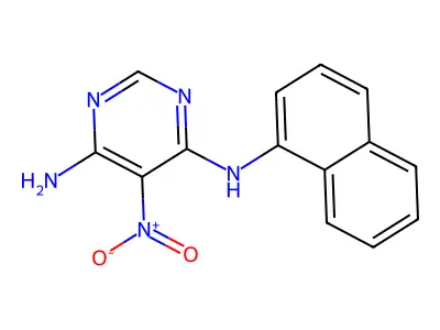 N4-(naphthalen-1-yl)-5-nitropyrimidine-4,6-diamine structure