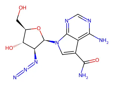 4-Amino-7-(3-azido-4-hydroxy-5-hydroxymethyl-tetrahydro-furan-2-yl)-7H-pyrrolo(2,3-d)pyrimidine-5-carboxylic acid, amide structure