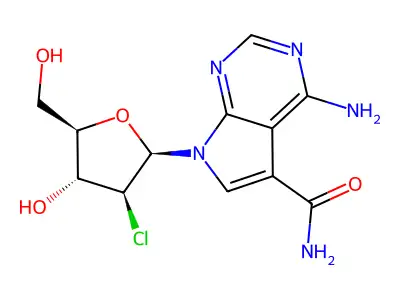 4-Amino-7-((2R,3S,4R,5R)-3-chloro-4-hydroxy-5-(hydroxymethyl)tetrahydrofuran-2-yl)-7H-pyrrolo[2,3-d]pyrimidine-5-carboxamide structure