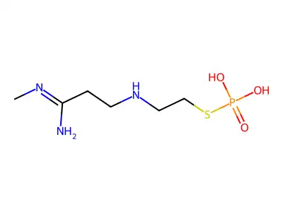 Propanimidamide, N-methyl-3-((2-(phosphonothio)ethyl)amino)-, hydrate (1:3) structure