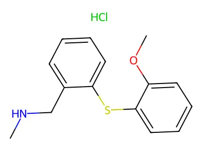 Benzenemethanamine, 2-((2-methoxyphenyl)thio)-N-methyl-, hydrochloride structure