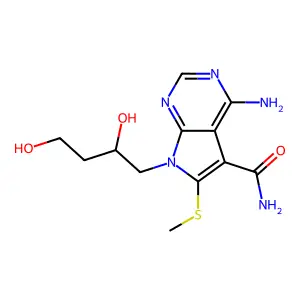 7-NH2CO-8-MeS-9-(2,4-diOHBu)-7-deazaA structure