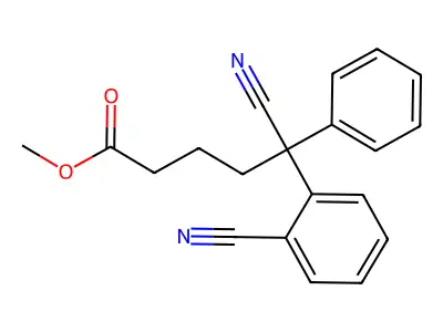 Methyl 5-cyano-5-(2-cyanophenyl)-5-phenylpentanoate structure