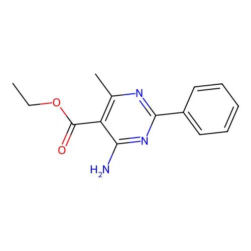 Ethyl 4-amino-6-methyl-2-phenyl-5-pyrimidinecarboxylate structure