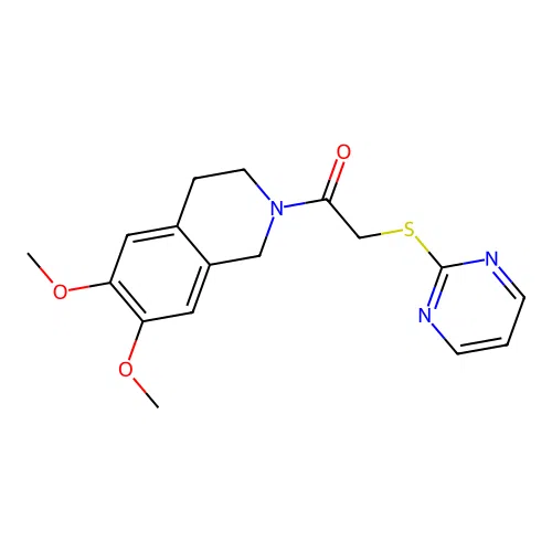 1-(6,7-dimethoxy-3,4-dihydro-1H-isoquinolin-2-yl)-2-pyrimidin-2-ylsulfanylethanone structure