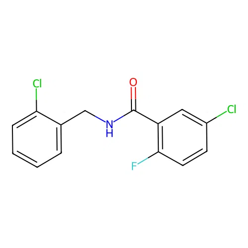 5-chloro-N-[(2-chlorophenyl)methyl]-2-fluorobenzamide structure