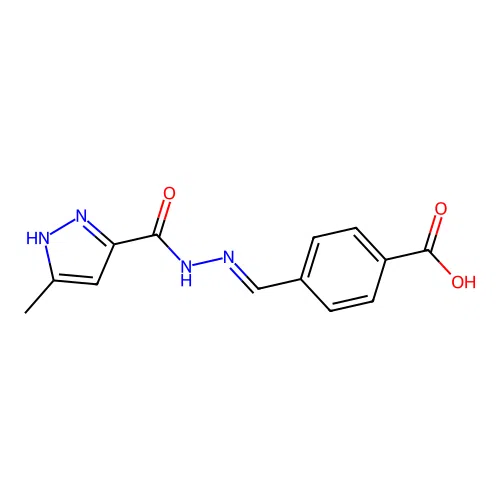 4-(2-((3-Methyl-1H-pyrazol-5-YL)carbonyl)carbohydrazonoyl)benzoic acid structure