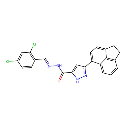 (E)-N'-(2,4-dichlorobenzylidene)-3-(1,2-dihydroacenaphthylen-5-yl)-1H-pyrazole-5-carbohydrazide structure
