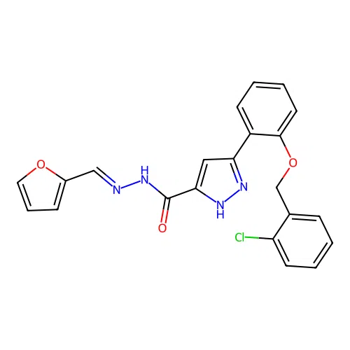 3-(2-((2-CHLOROBENZYL)OXY)PH)-N'-(2-FURYLMETHYLENE)-1H-PYRAZOLE-5-CARBOHYDRAZIDE structure