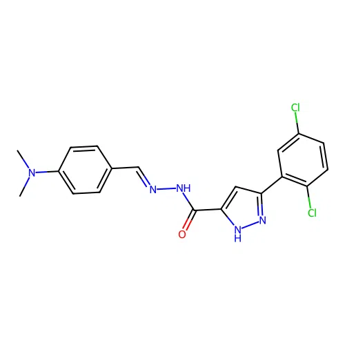 3-(2,5-dichlorophenyl)-N'-{(E)-[4-(dimethylamino)phenyl]methylidene}-1H-pyrazole-5-carbohydrazide structure