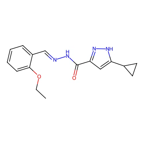 (E)-3-cyclopropyl-N'-(2-ethoxybenzylidene)-1H-pyrazole-5-carbohydrazide structure