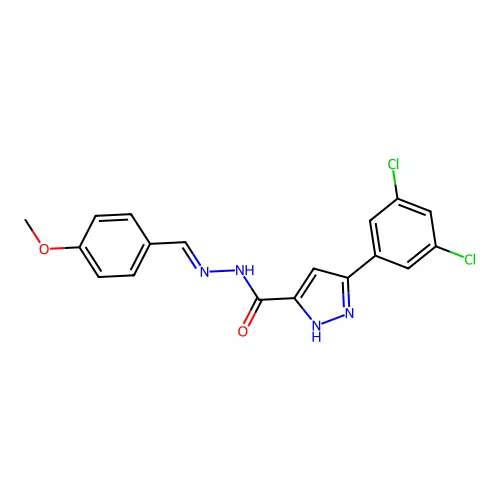 3-(3,5-dichlorophenyl)-N'-[(E)-(4-methoxyphenyl)methylidene]-1H-pyrazole-5-carbohydrazide structure