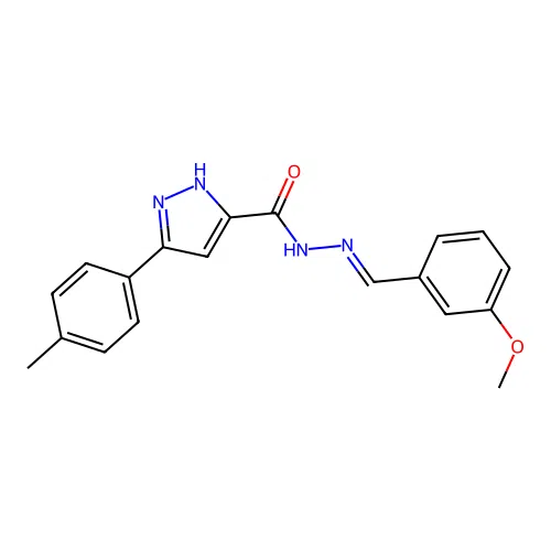 (E)-N'-(3-methoxybenzylidene)-3-(p-tolyl)-1H-pyrazole-5-carbohydrazide structure