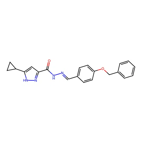 (E)-N'-(4-(benzyloxy)benzylidene)-3-cyclopropyl-1H-pyrazole-5-carbohydrazide structure