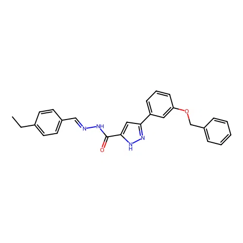 (E)-3-(3-(benzyloxy)phenyl)-N'-(4-ethylbenzylidene)-1H-pyrazole-5-carbohydrazide structure