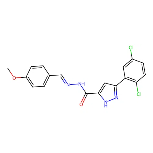 3-(2,5-dichlorophenyl)-N'-[(E)-(4-methoxyphenyl)methylidene]-1H-pyrazole-5-carbohydrazide structure