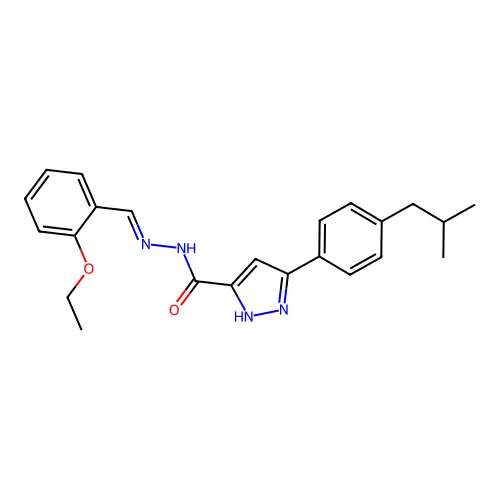 (E)-N'-(2-ethoxybenzylidene)-3-(4-isobutylphenyl)-1H-pyrazole-5-carbohydrazide structure