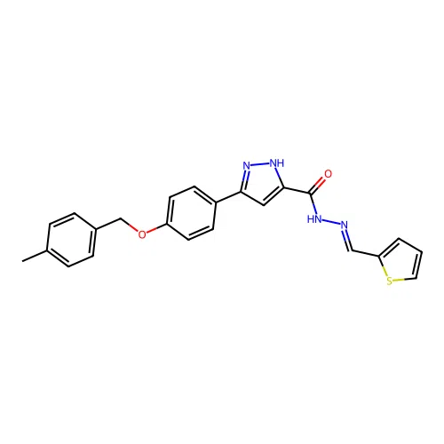 3-(4-((4-ME-Benzyl)oxy)PH)-N'-(2-thienylmethylene)-1H-pyrazole-5-carbohydrazide structure