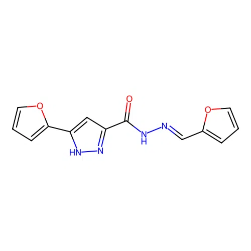 (E)-3-(furan-2-yl)-N'-(furan-2-ylmethylene)-1H-pyrazole-5-carbohydrazide structure