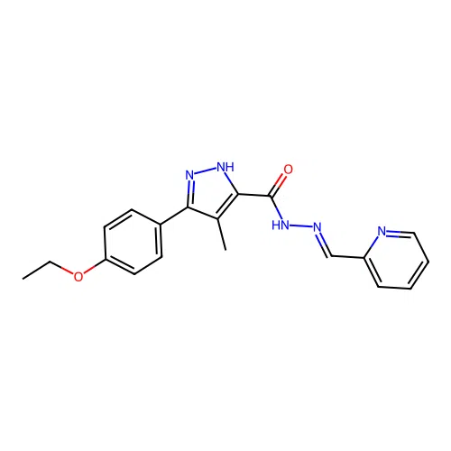 3-(4-ethoxyphenyl)-4-methyl-N'-[(E)-pyridin-2-ylmethylidene]-1H-pyrazole-5-carbohydrazide structure