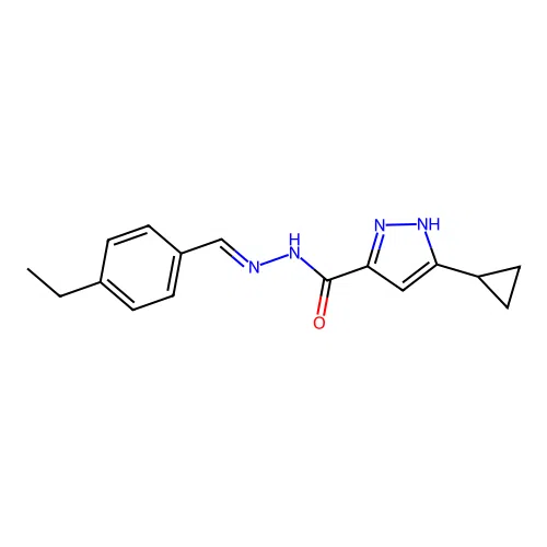 3-cyclopropyl-N'-[(E)-(4-ethylphenyl)methylidene]-1H-pyrazole-5-carbohydrazide structure