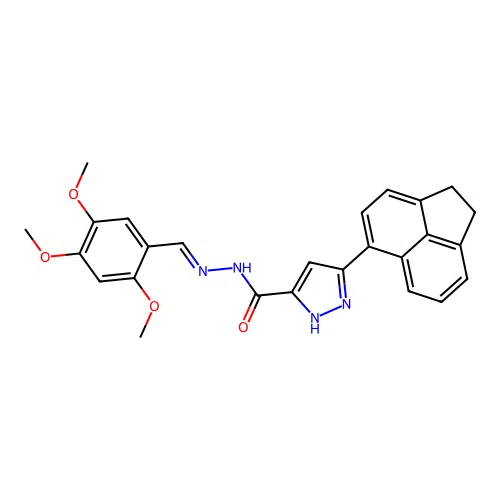 3-(1,2-dihydroacenaphthylen-5-yl)-N'-[(E)-(2,4,5-trimethoxyphenyl)methylidene]-1H-pyrazole-5-carbohydrazide structure