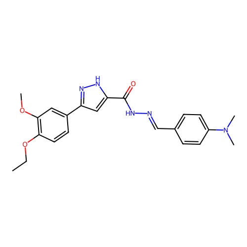 (E)-N'-(4-(dimethylamino)benzylidene)-3-(4-ethoxy-3-methoxyphenyl)-1H-pyrazole-5-carbohydrazide structure