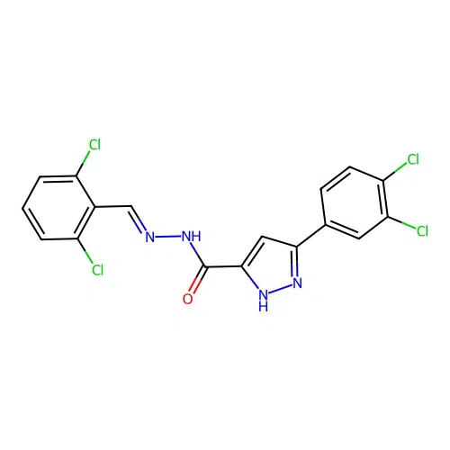 3-(3,4-dichlorophenyl)-N'-[(E)-(2,6-dichlorophenyl)methylidene]-1H-pyrazole-5-carbohydrazide structure