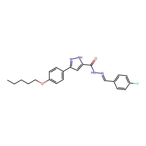 (E)-N'-(4-fluorobenzylidene)-3-(4-(pentyloxy)phenyl)-1H-pyrazole-5-carbohydrazide structure