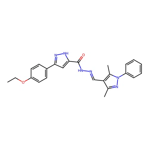 N'-[(E)-(3,5-dimethyl-1-phenyl-1H-pyrazol-4-yl)methylidene]-3-(4-ethoxyphenyl)-1H-pyrazole-5-carbohydrazide structure