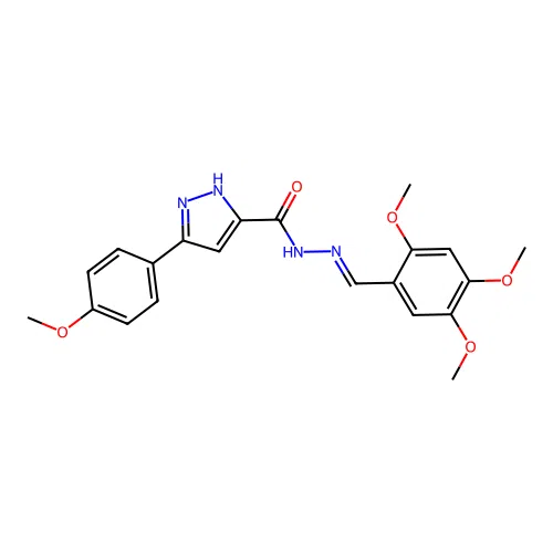 (E)-3-(4-methoxyphenyl)-N'-(2,4,5-trimethoxybenzylidene)-1H-pyrazole-5-carbohydrazide structure