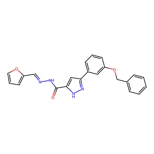 (E)-3-(3-(benzyloxy)phenyl)-N'-(furan-2-ylmethylene)-1H-pyrazole-5-carbohydrazide structure