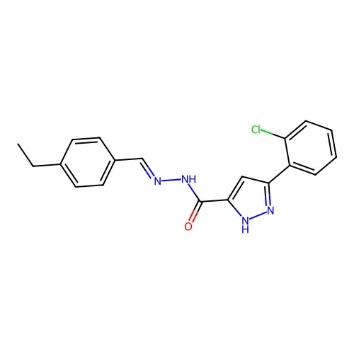 3-(2-chlorophenyl)-N'-[(E)-(4-ethylphenyl)methylidene]-1H-pyrazole-5-carbohydrazide structure