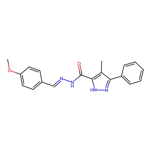 (E)-N'-(4-methoxybenzylidene)-4-methyl-3-phenyl-1H-pyrazole-5-carbohydrazide structure