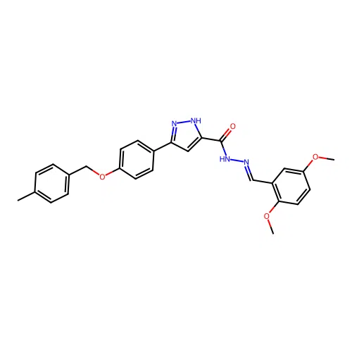 (E)-N'-(2,5-dimethoxybenzylidene)-3-(4-((4-methylbenzyl)oxy)phenyl)-1H-pyrazole-5-carbohydrazide structure