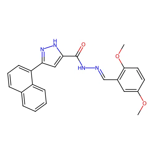 (E)-N'-(2,5-dimethoxybenzylidene)-3-(naphthalen-1-yl)-1H-pyrazole-5-carbohydrazide structure