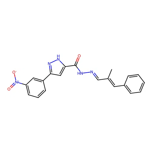 N'-(2-ME-3-PH-2-Propenylidene)-3-(3-nitrophenyl)-1H-pyrazole-5-carbohydrazide structure