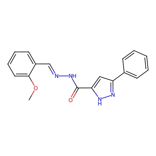 (E)-N'-(2-methoxybenzylidene)-3-phenyl-1H-pyrazole-5-carbohydrazide structure