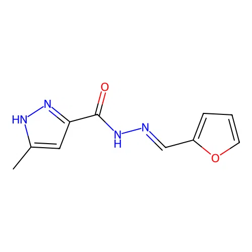 (E)-N'-(furan-2-ylmethylene)-3-methyl-1H-pyrazole-5-carbohydrazide structure